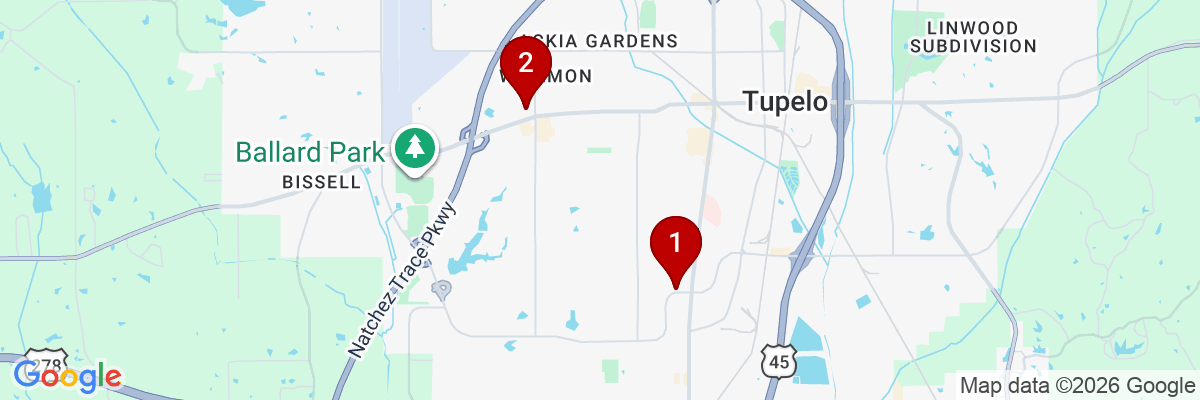 Map showing facility locations